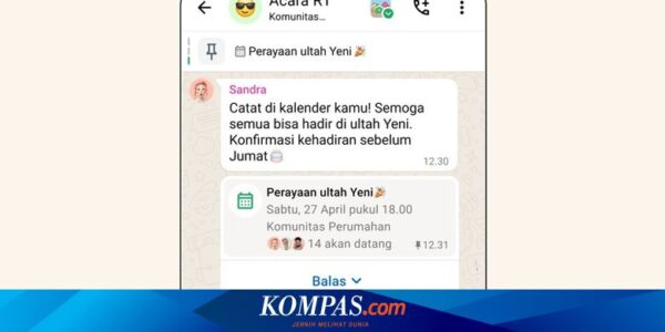 Fitur “Event” di Komunitas WhatsApp Hadir di Indonesia, Bisa Bikin Undangan Langsung di Grup