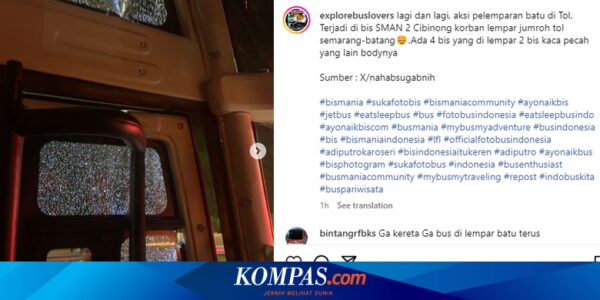 4 Bus Dilempari Batu di Jalan Tol Semarang-Batang