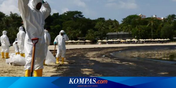 Singapura Kerja Keras Bersihkan 400 Ton Minyak Tumpah di Pulau Sentosa