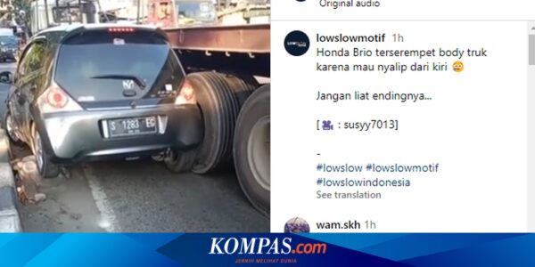 Video Honda Brio Satya Terserempet Truk Akibat Menyalip dari Kiri