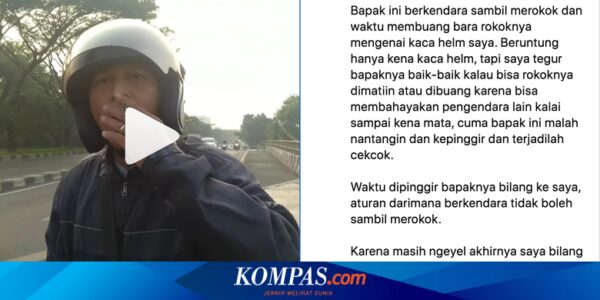 Video Seorang Bapak Tak Terima Ditegur karena Merokok Sambil Berkendara