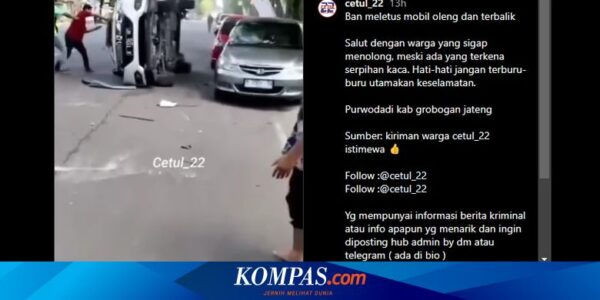 Video Viral, Mobil Terbalik Diduga karena Pecah Ban