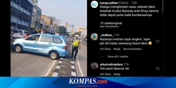 Video Viral Taksi Tersangkut di Jalur Bus Transjakarta