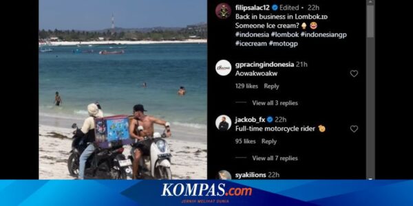 Momen Kocak Pebalap Moto2 Jualan Es Krim di Pantai Lombok