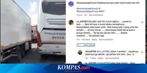 Video Sopir Truk Salah Baca Kode Sein Bus Saat Menyalip