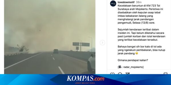 Video Kecelakaan Beruntun di Tol Surabaya akibat Asap Pembakaran Lahan