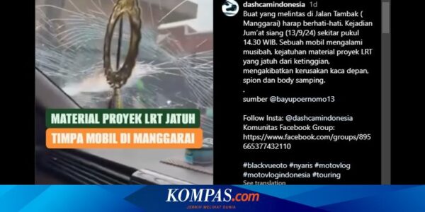 Video Viral, Mobil Kejatuhan Material Proyek LRT